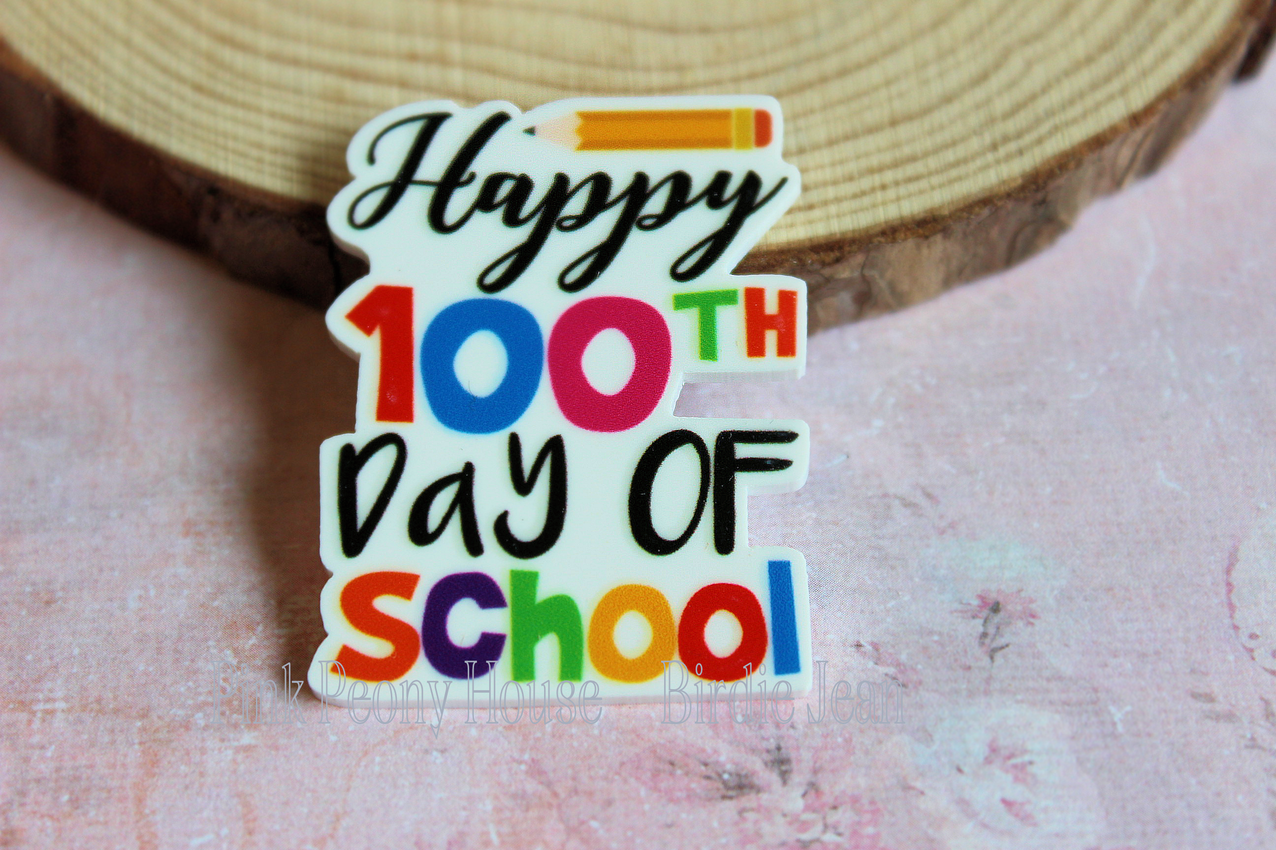 100thdayofschoolresin1a Happy 100th Day of School Planar Resin Flatback (1 pc)