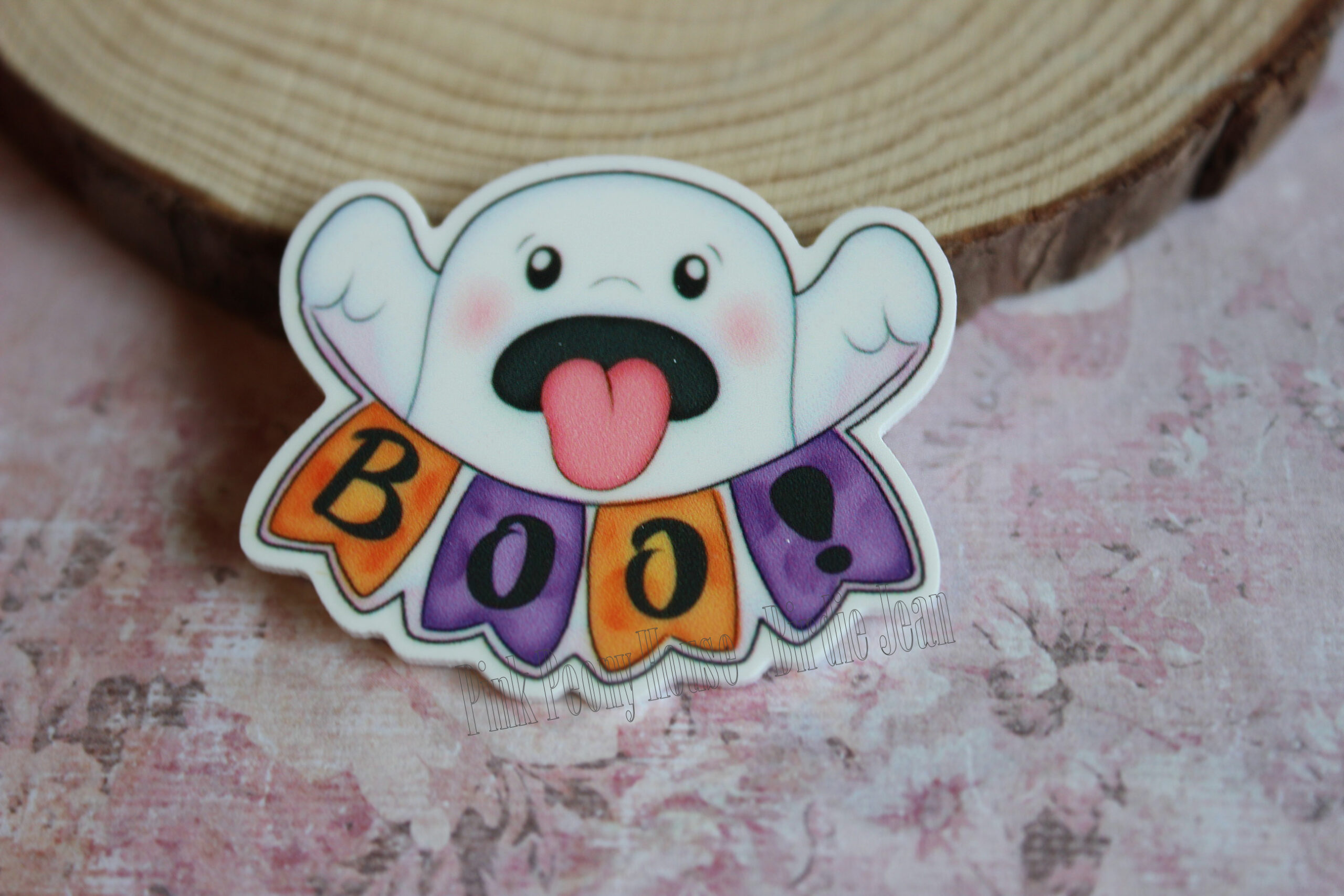 booresin4 Boo Ghost Planar Resin Halloween Flatback (1 pc)