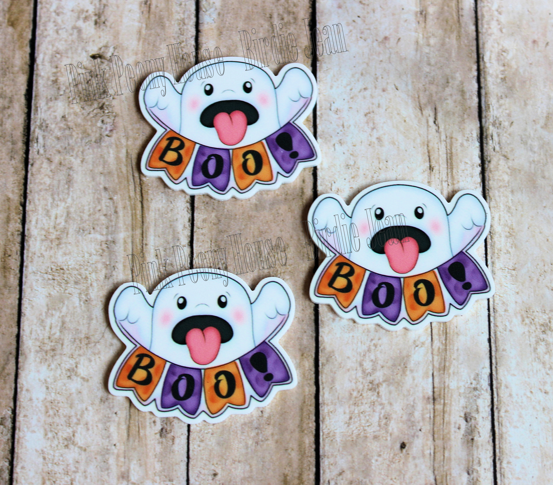 booresins3 Boo Ghost Planar Resin Halloween Flatback ( 3 pcs)