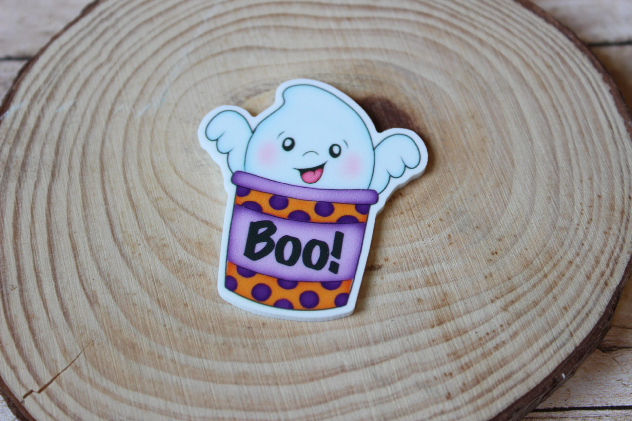 Halloween Ghost Polkadot Planar Resin Flatback (1 pc )