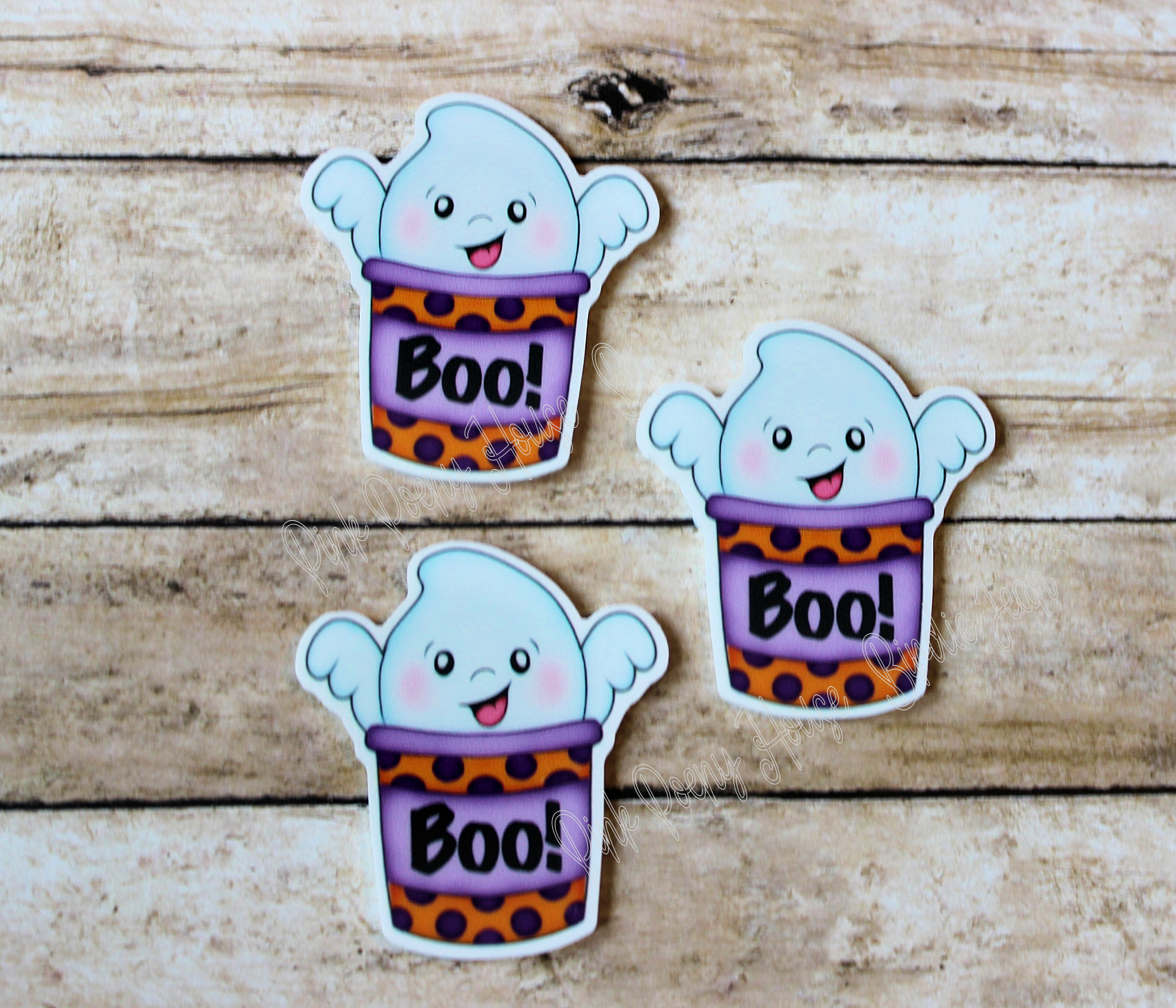 Halloween Ghost Polkadot Planar Resin Flatback ( 3 pcs )
