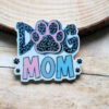 dogmom1a Dog Mom Leopard Paw Print Planar Resin Flatback (1 pc )