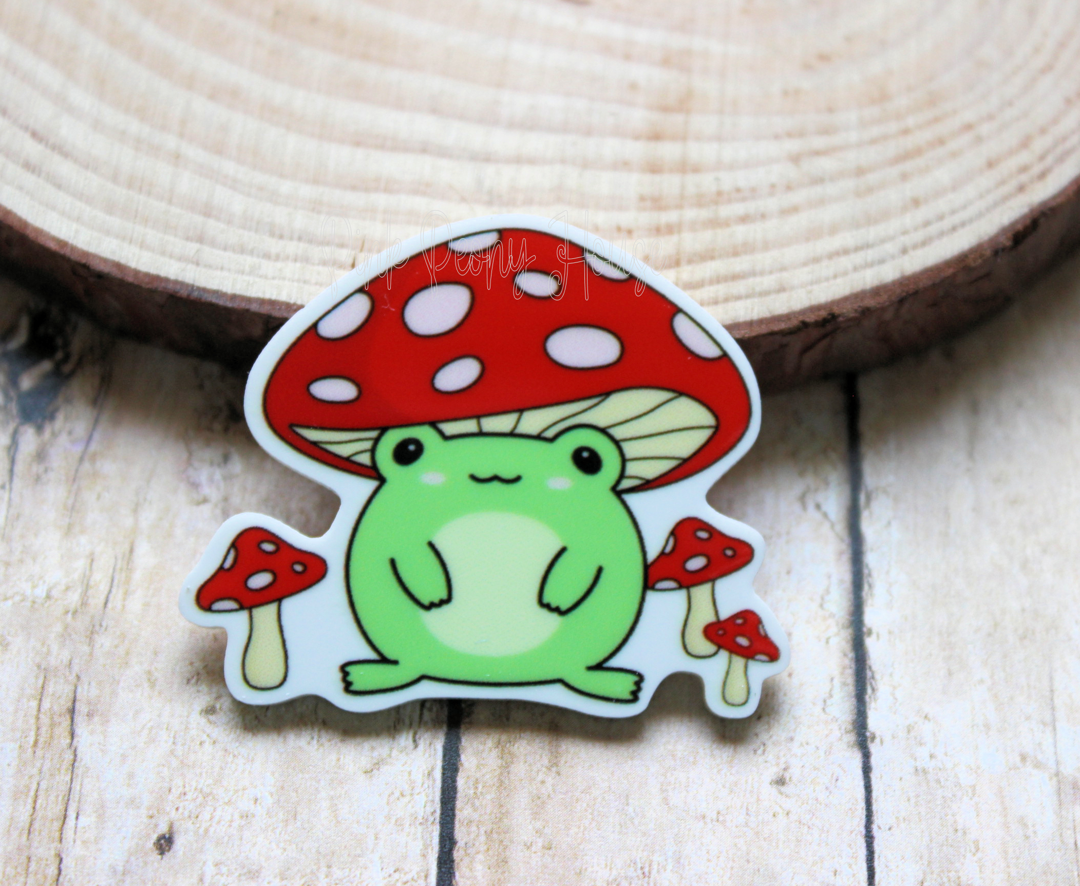 1 Toad Frog Toadstool Mushroom Planar Resin Flatback ( 1 pc )