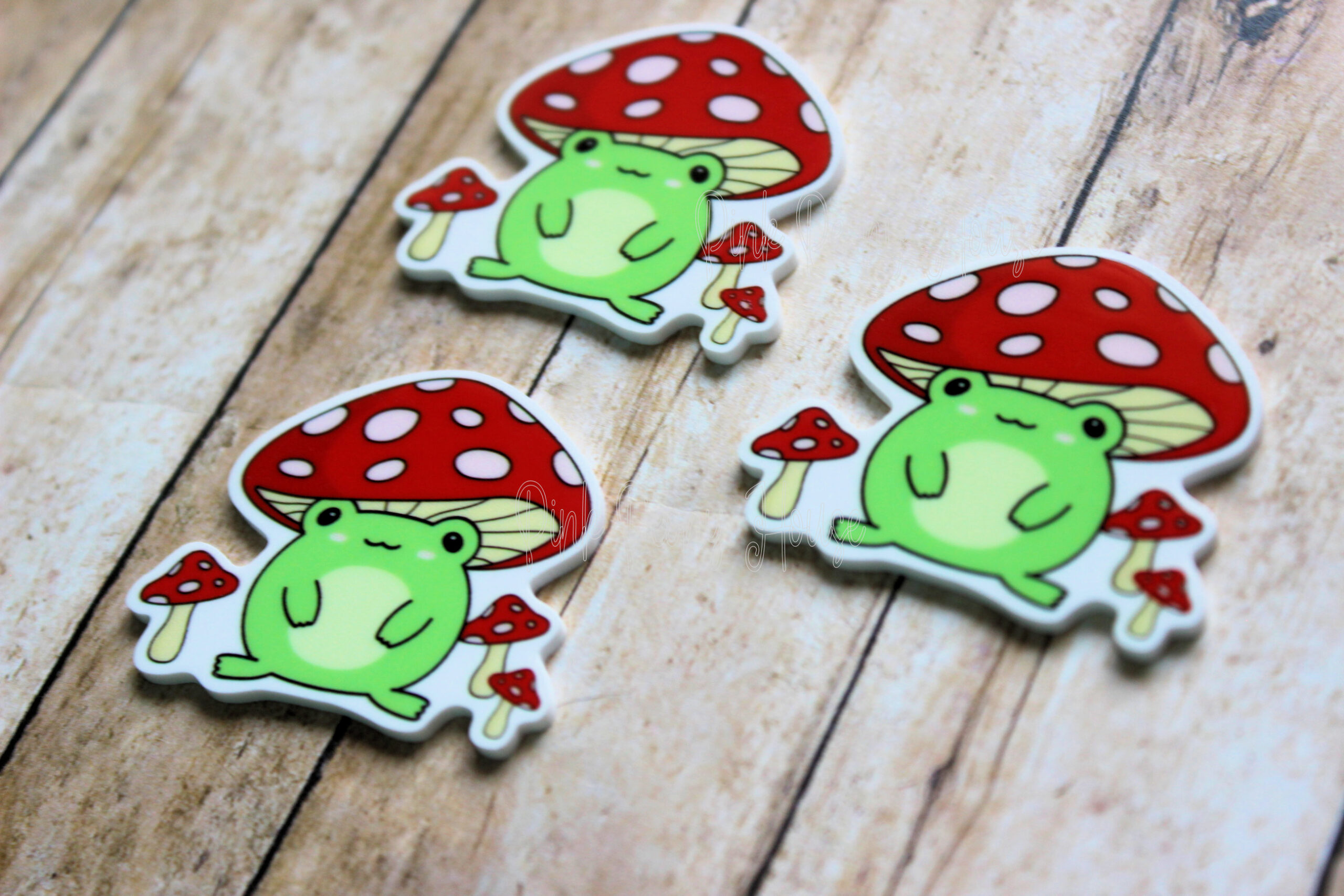 3 Toad Frog Toadstool Mushroom Planar Resin Flatback