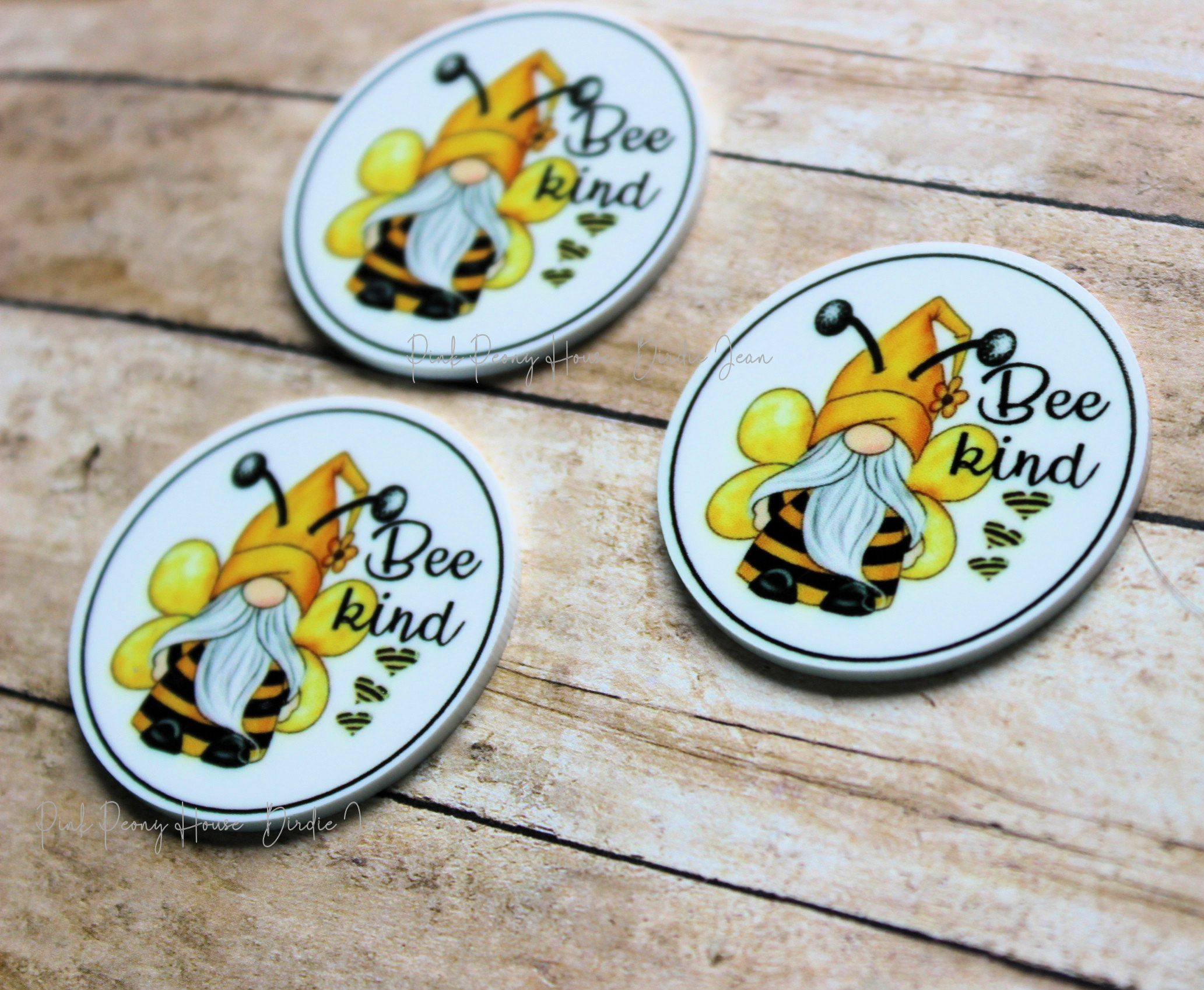 Gnome Bee Kind Bees Planar Resin Flatbacks ( 3 pcs )