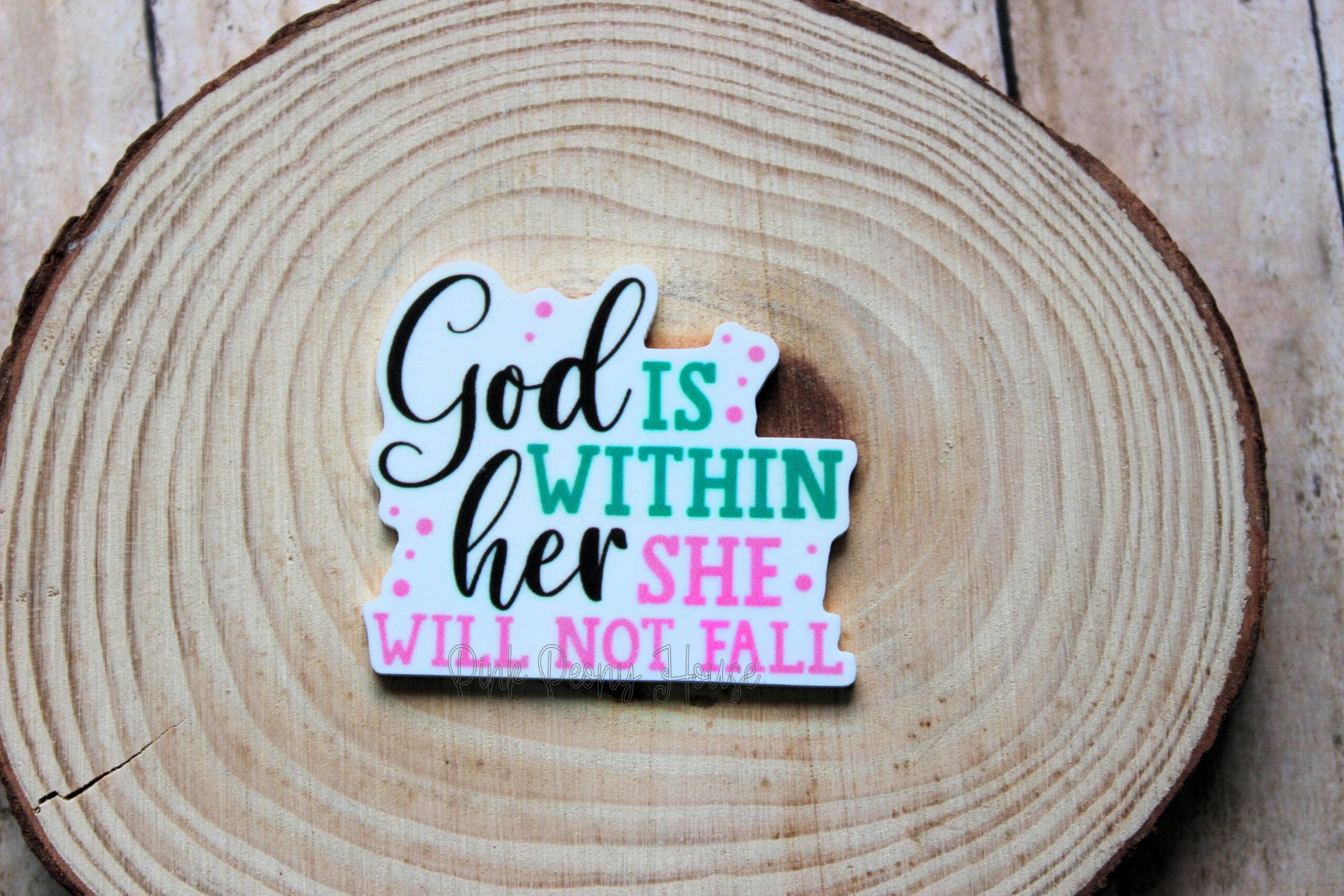 godwithin1b God Is Within Her She Will Not Fail - Bible Scripture Planar Resin Flatback ( 1 pc)