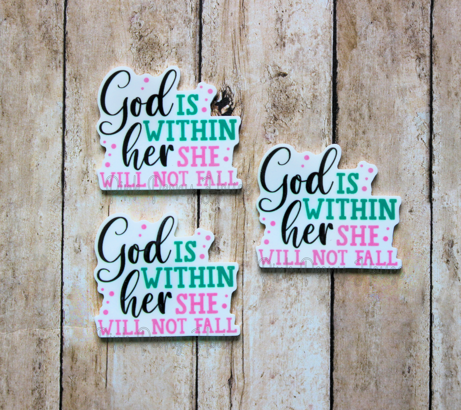 godwithin3a God Is Within Her She Will Not Fail - Bible Scripture Planar Resin Flatback ( 1 pc)