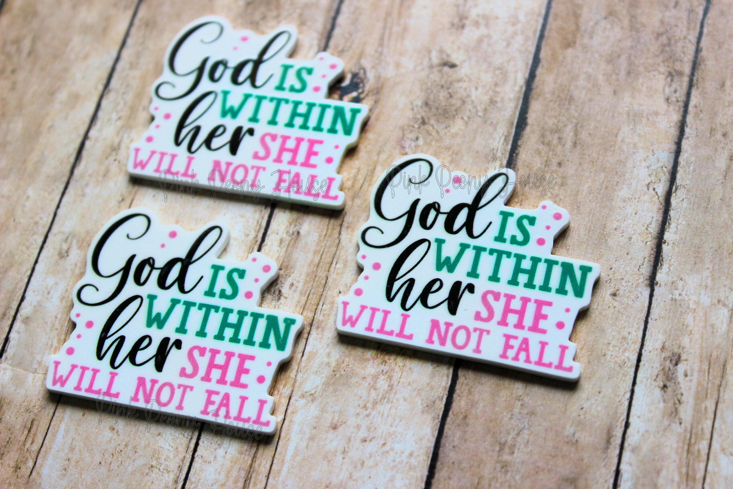godwithin3b God Is Within Her She Will Not Fail - Bible Scripture Planar Resin Flatback ( 1 pc)