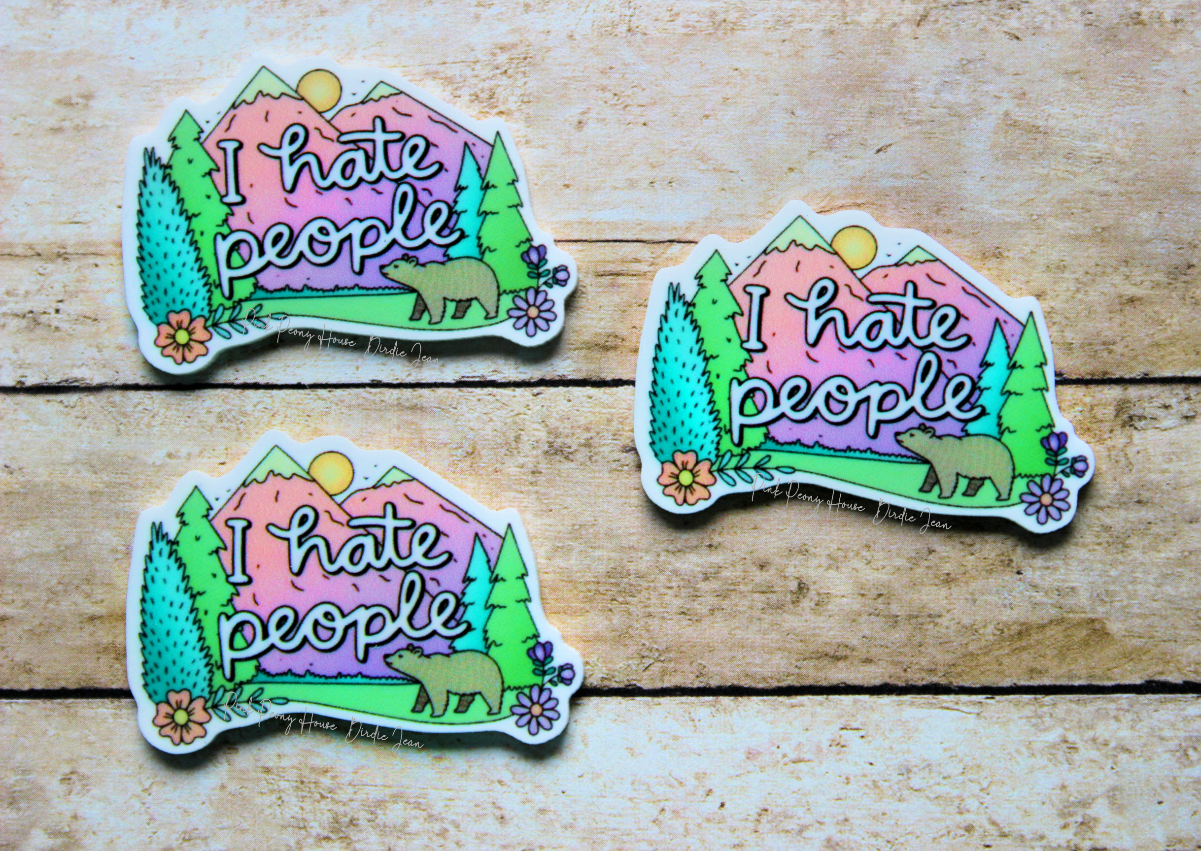 hatepeople3a I Hate People Funny Planar Resin Flatback (3 pcs )