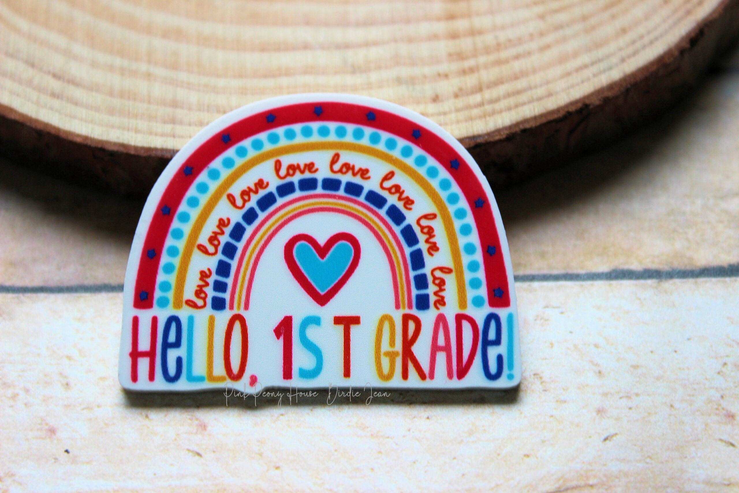 hello1stgrade1a Planar Resin Flatback (1 pc) Rainbow Hello Second 1st Grade