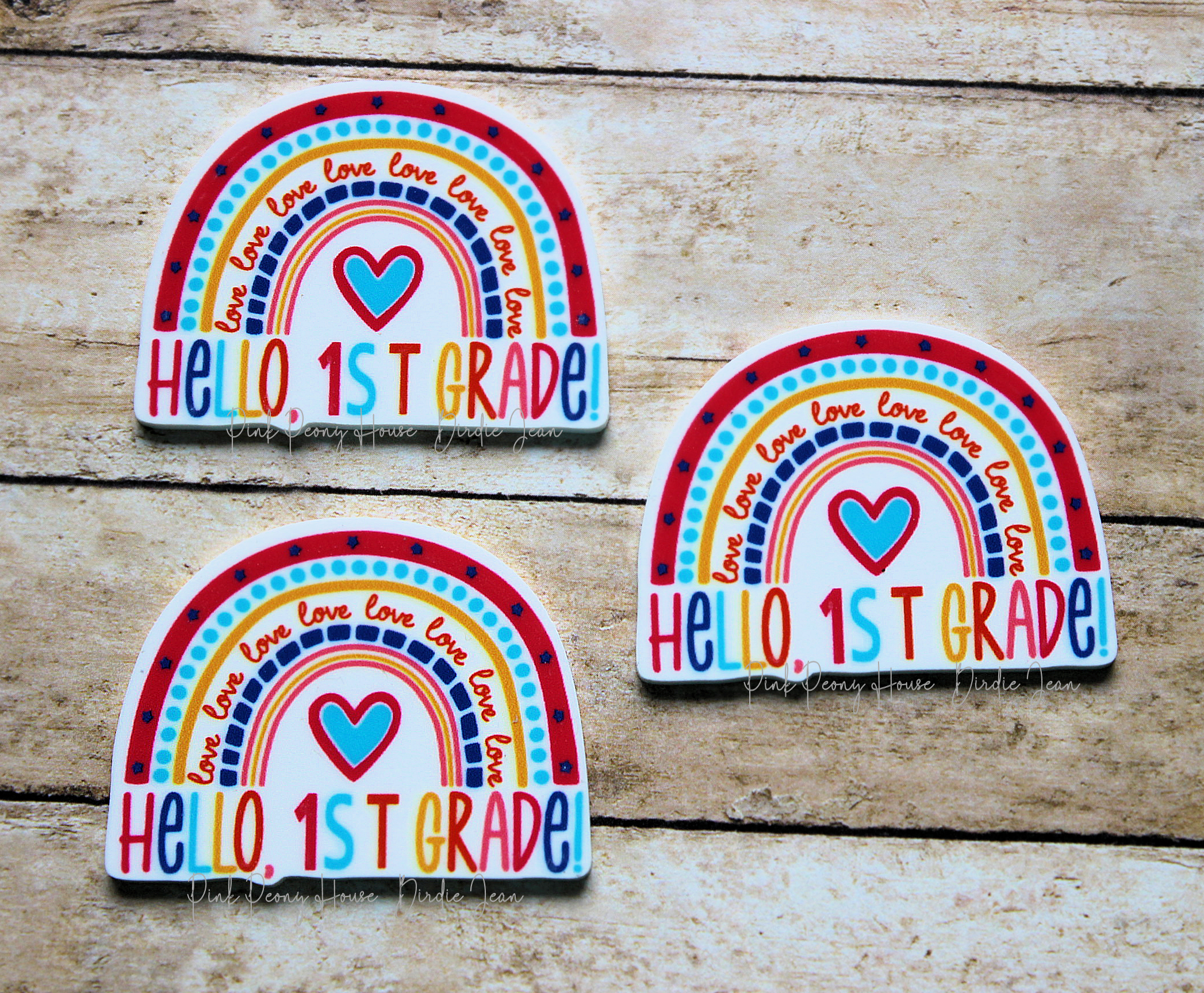 hello1stgrade3a Planar Resin Flatback (1 pc) Rainbow Hello Second 1st Grade
