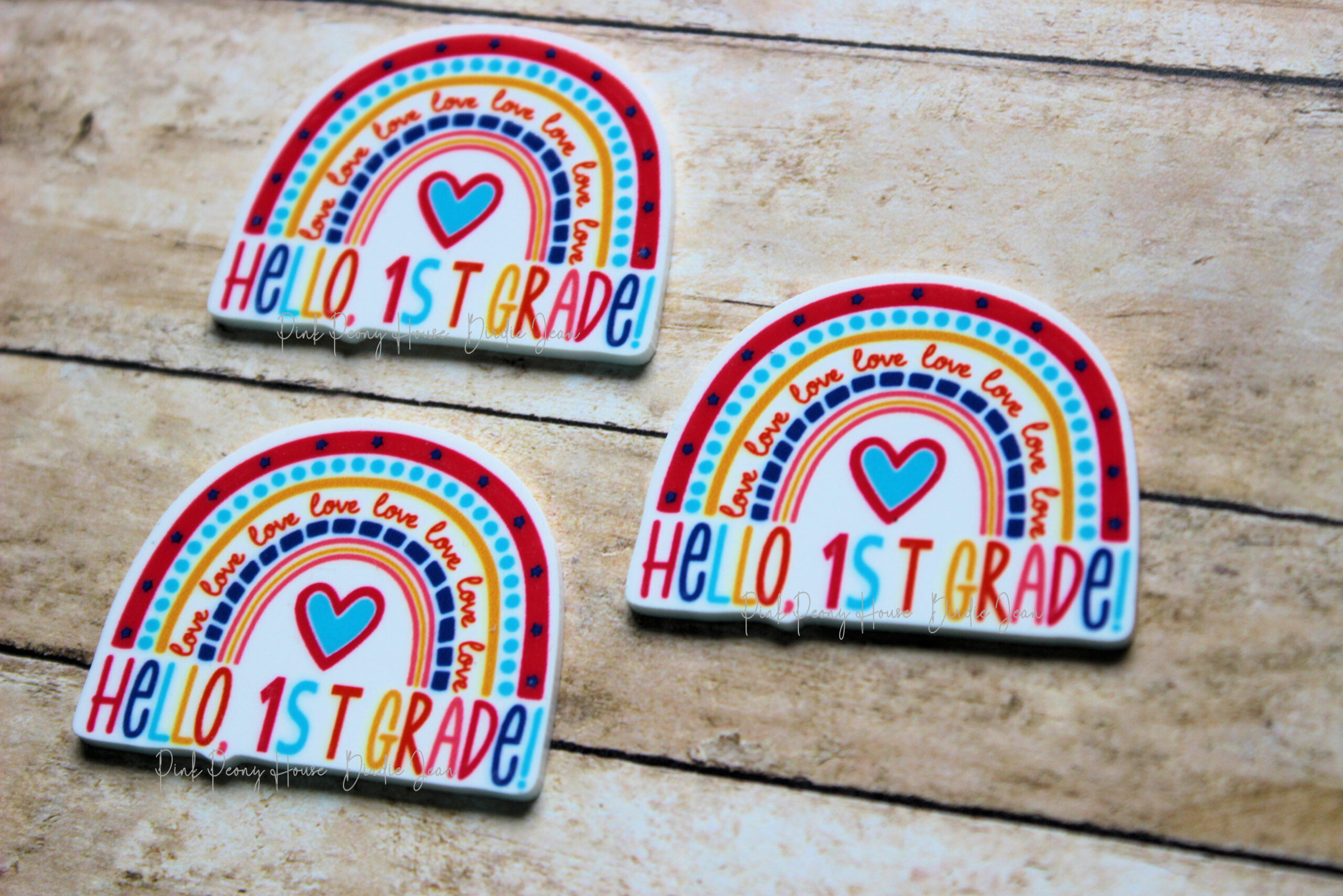 hello1stgrade3b Planar Resin Flatback (1 pc) Rainbow Hello Second 1st Grade