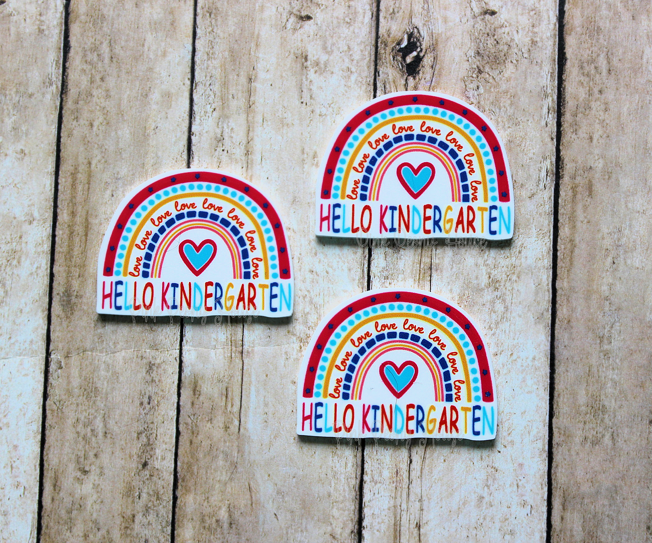Hello Kindergarten Rainbow Planar Resin Flatback ( 3 pcs )