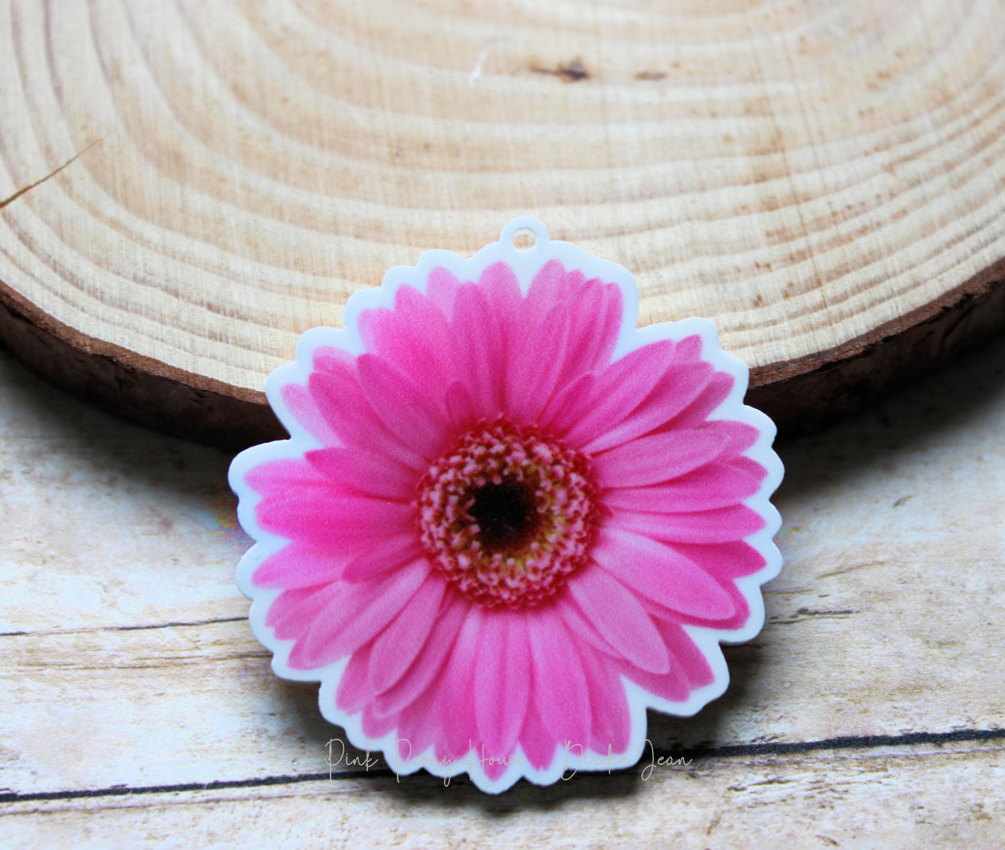 pinkdaisy1a Pink Gerbera Daisy Flower Planar Resin Flatback (1 pc )