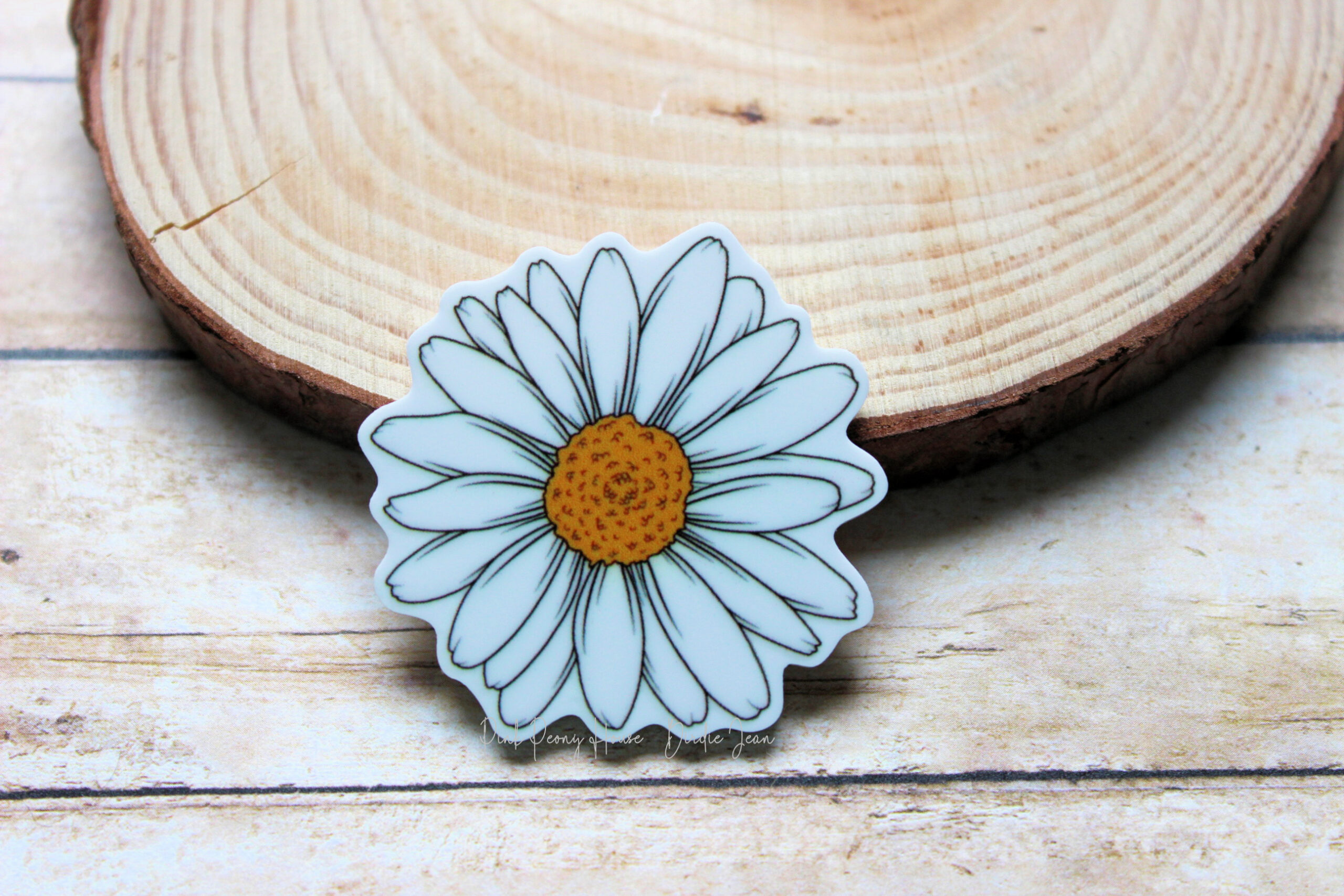 whitedaisy1a White Shasta Daisy Flower Planar Resin Flatback ( 1 pc )