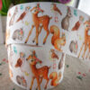 1" Boho Woodland Creatures Animals Gros Grain Ribbon- 1 yard- sold by the yard Fawn and friends woodland animals creatures wearing halos USDR gros grain ribbon