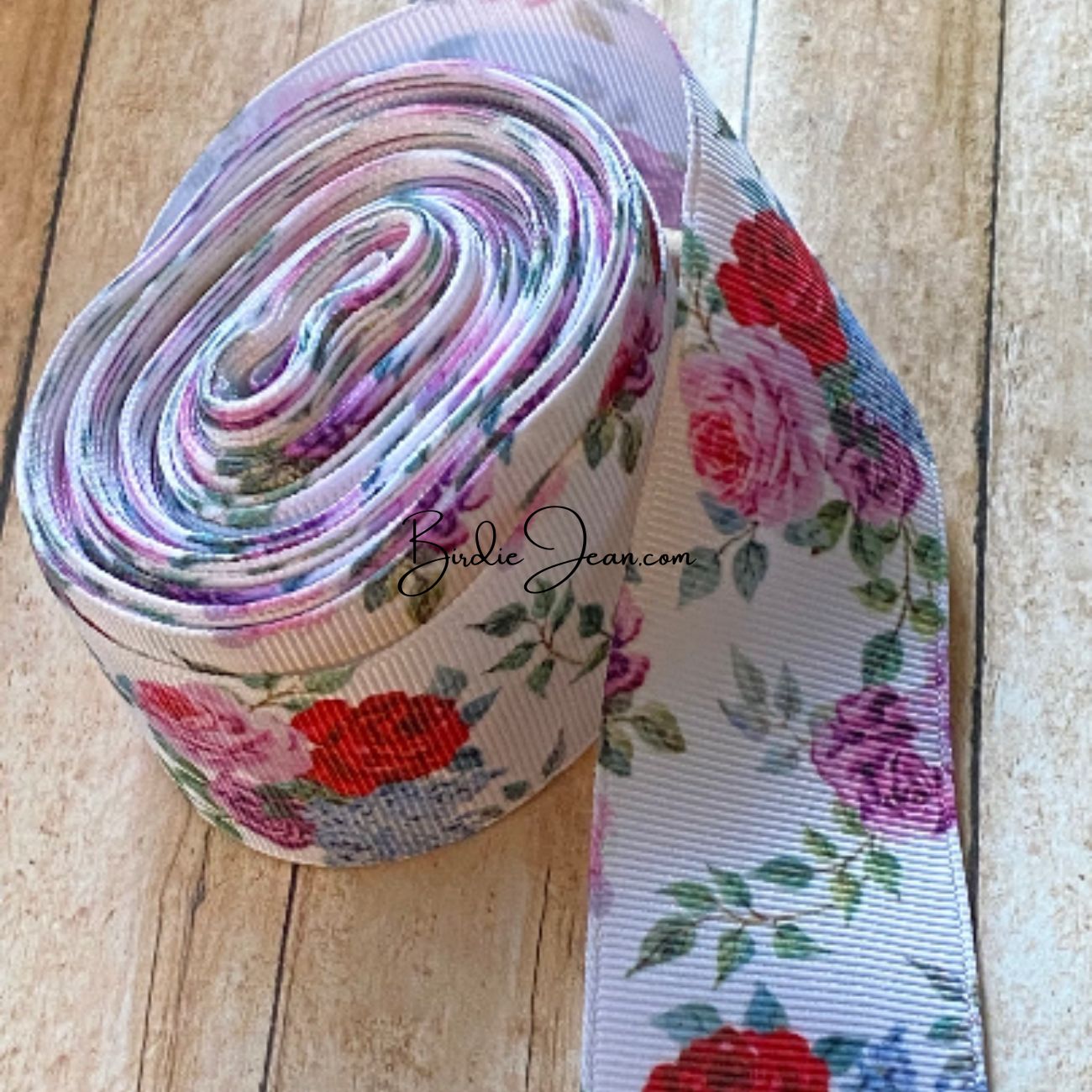 2" Floral Bouquet Gros Grain Ribbon - 1 yard- sold by the yard - hair bow and craft supplies