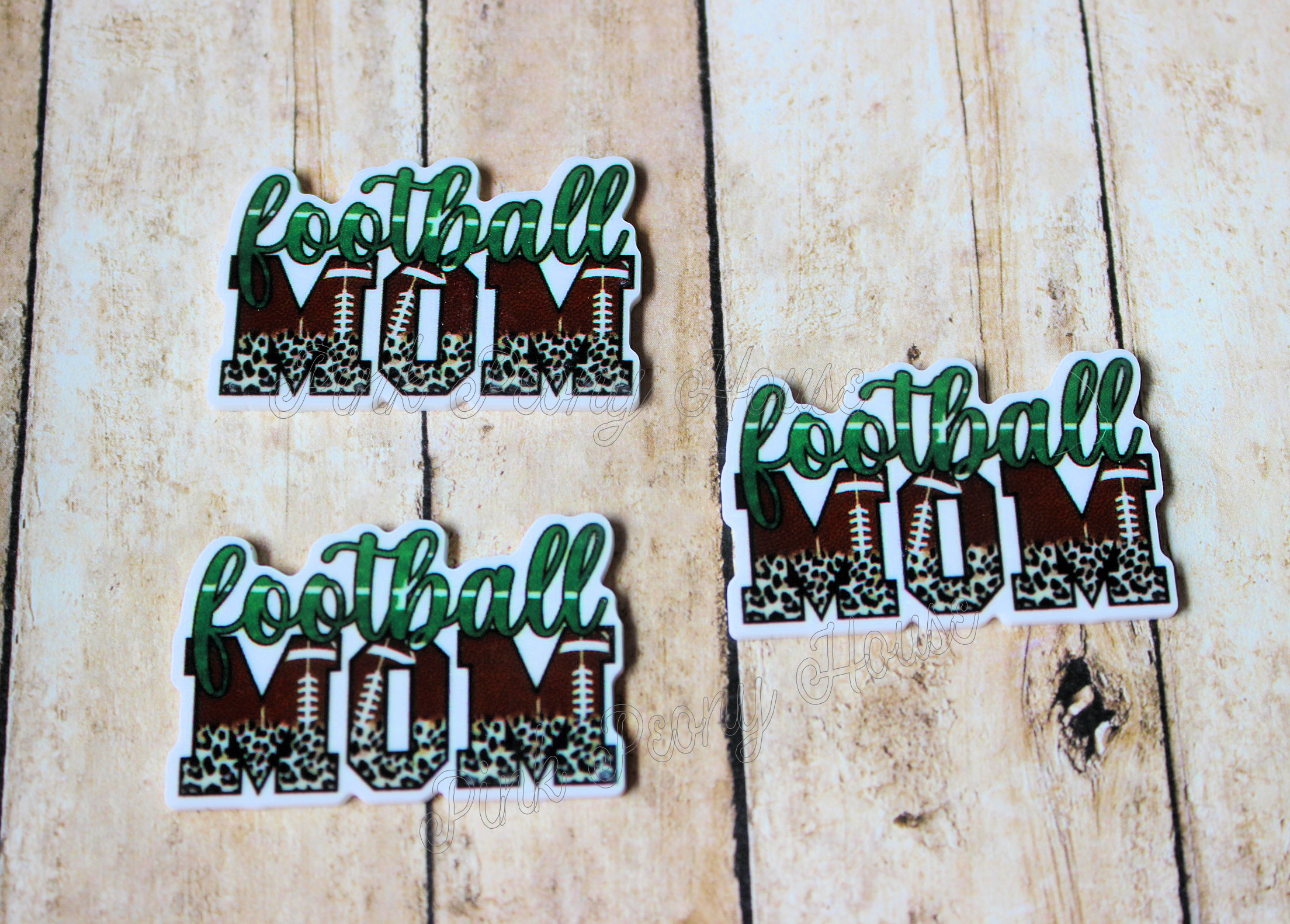 Football Mom Planar Resin Flatbacks ( 3 pcs ) - hair bow supplies, craft supplies, resins, ribbon, FOE, fold over elastic, feathers, ribbon, gros grain ribbon, bow centers - shop small at https://BirdieJean.com - small business based in the USA