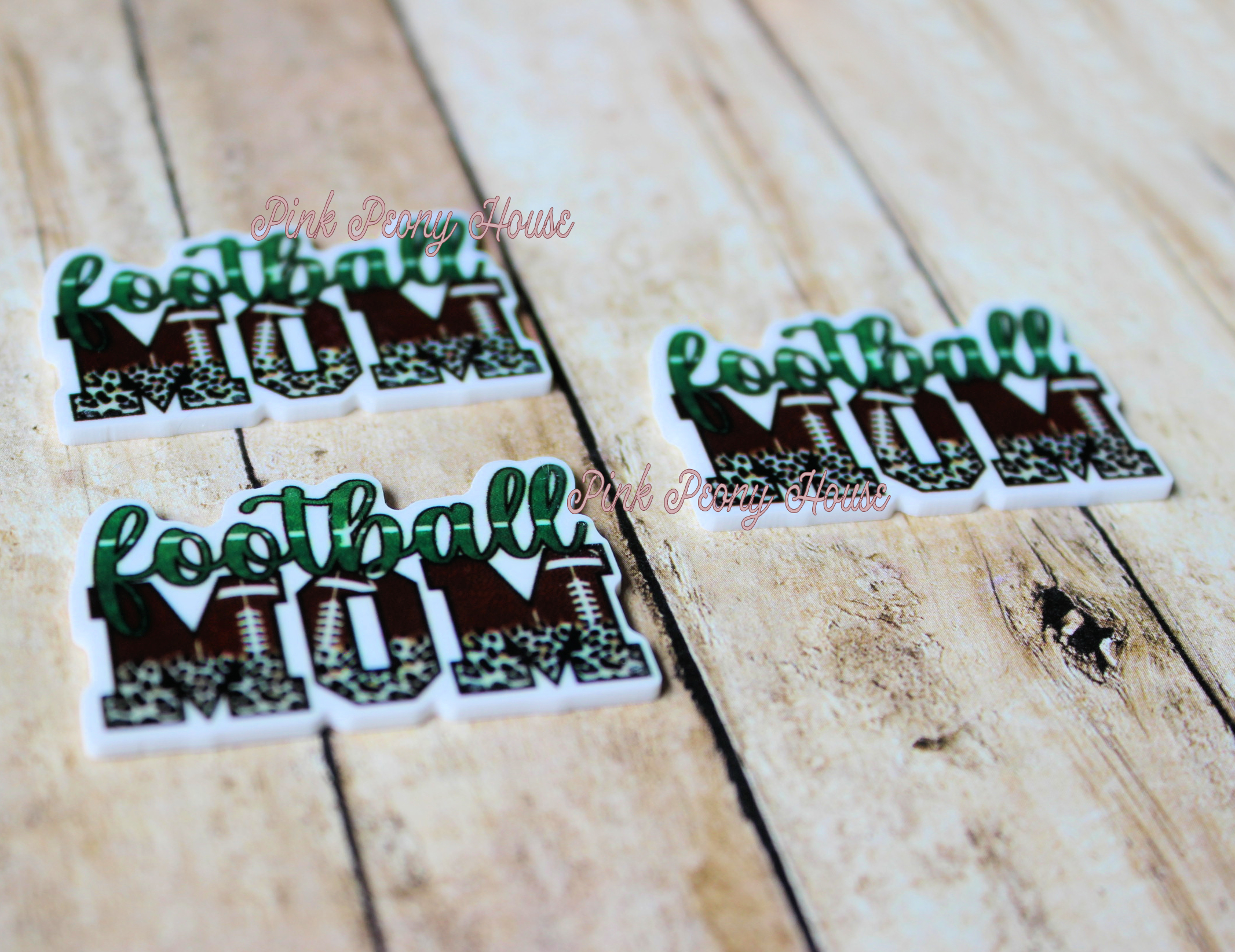Football Mom Planar Resin Flatbacks ( 3 pcs ) - hair bow supplies, craft supplies, resins, ribbon, FOE, fold over elastic, feathers, ribbon, gros grain ribbon, bow centers - shop small at https://BirdieJean.com - small business based in the USA