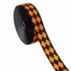 1" Orange Black Harlequin Diamond Argyle Gros Grain Halloween Ribbon - 1 yard - sold by the yard