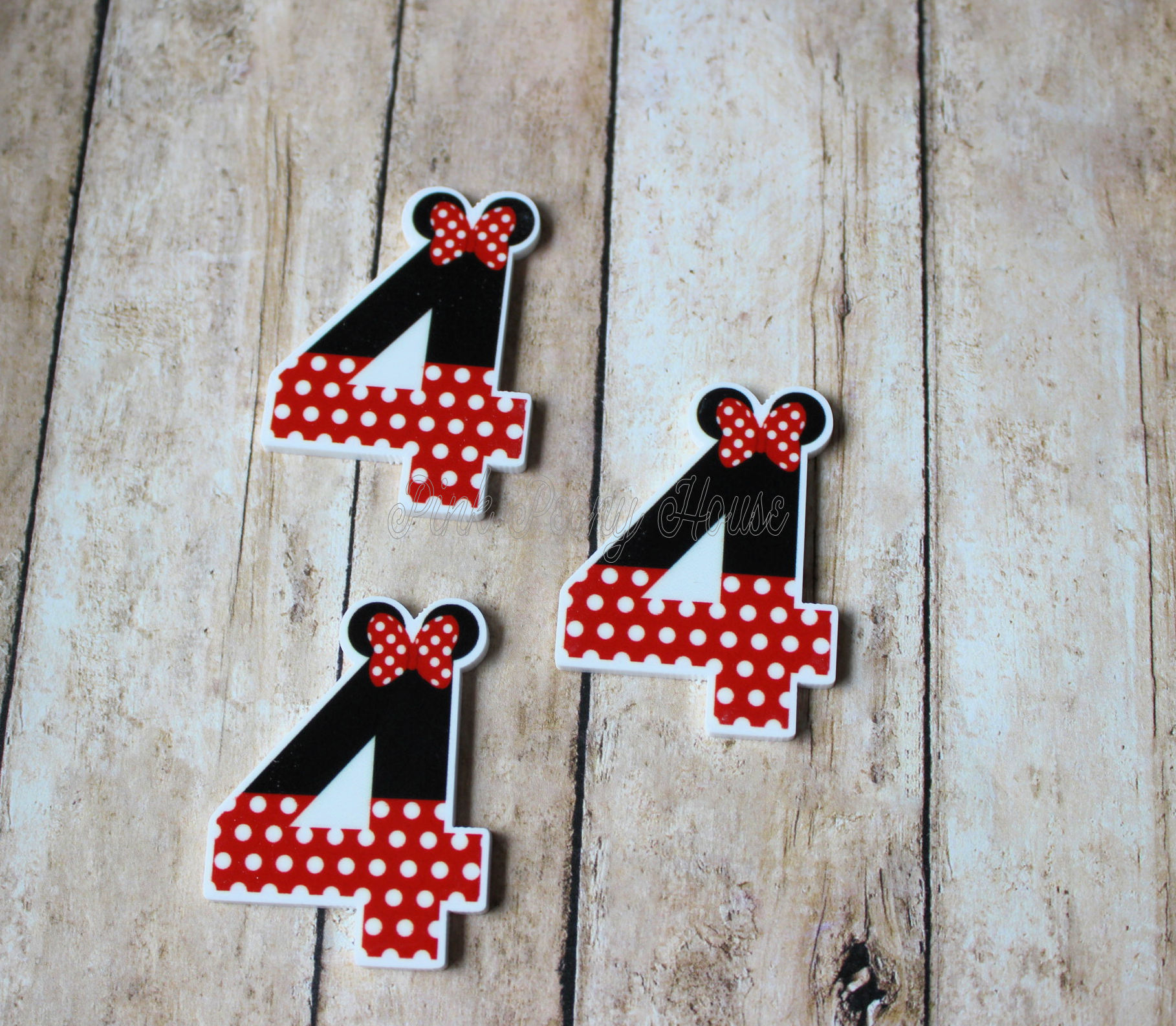minnienumber4d Number Four Minnie Mouse Planar Resin Flatbacks ( 3 pcs )