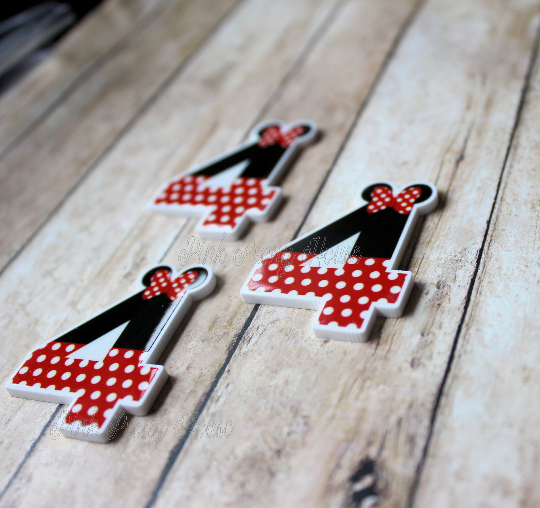 minnienumber4e Number Four Minnie Mouse Planar Resin Flatbacks ( 3 pcs )