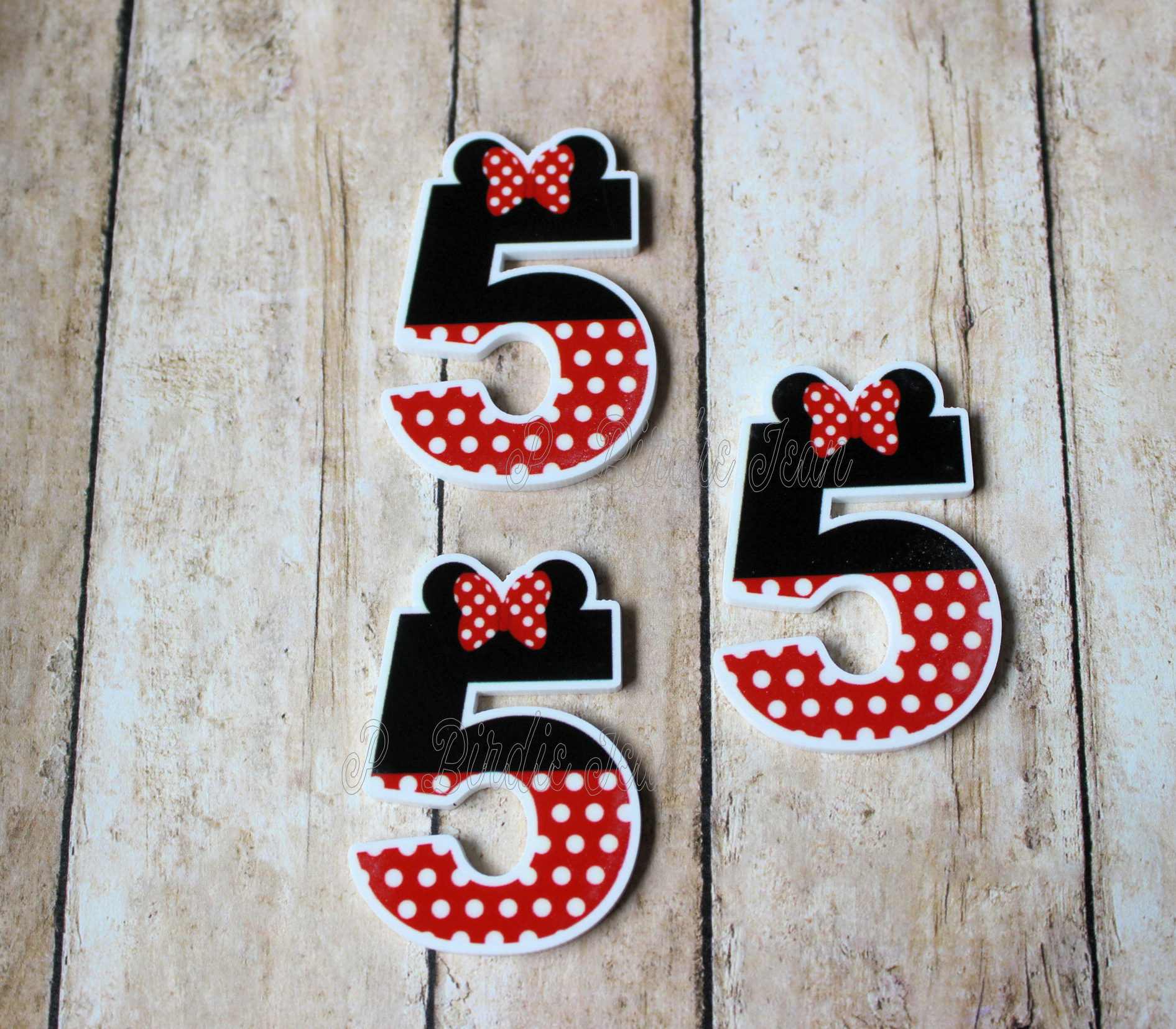 Number Five Minnie Planar Resin Flatback ( 3 pcs ) hair bow and craft supplies- croc charms, embellishments from BirdieJean.com Affordable fun supplies for all your projects