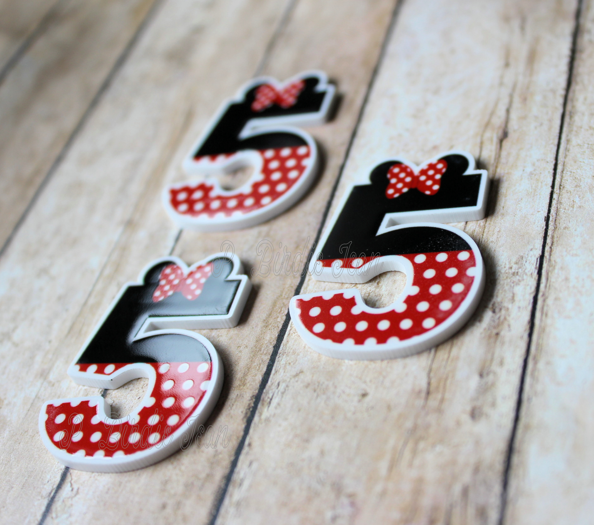 Number Five Minnie Planar Resin Flatback ( 3 pcs ) hair bow and craft supplies- croc charms, embellishments from BirdieJean.com Affordable fun supplies for all your projects
