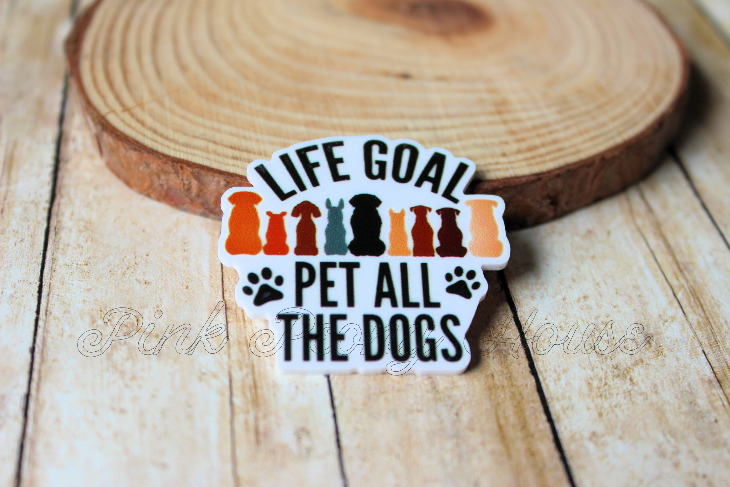 Life Goal : Pet All The Dogs Planar Resin Flatbacks ( 3 pcs ) - hair bow supplies, craft supplies, resins, ribbon, FOE, fold over elastic, feathers, ribbon, gros grain ribbon, bow centers