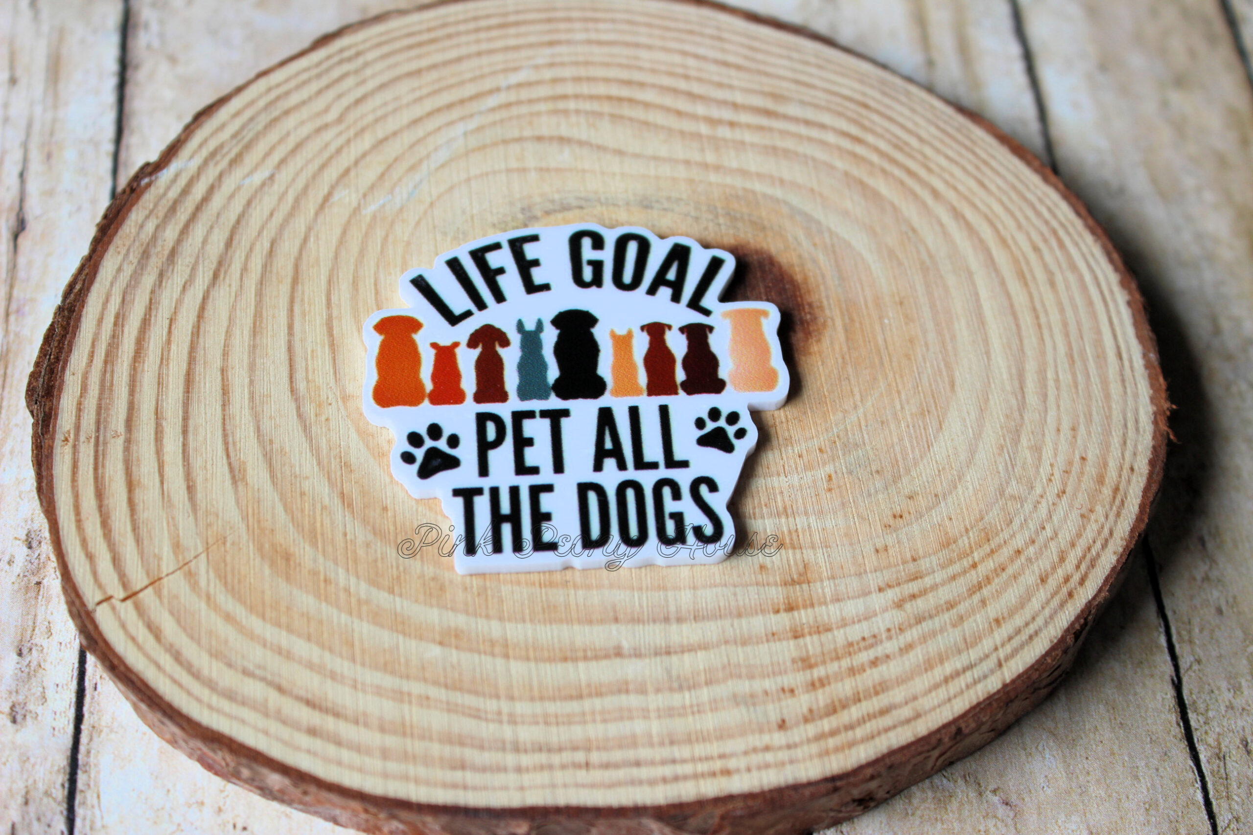 Life Goal : Pet All The Dogs Planar Resin Flatbacks ( 3 pcs ) - hair bow supplies, craft supplies, resins, ribbon, FOE, fold over elastic, feathers, ribbon, gros grain ribbon, bow centers