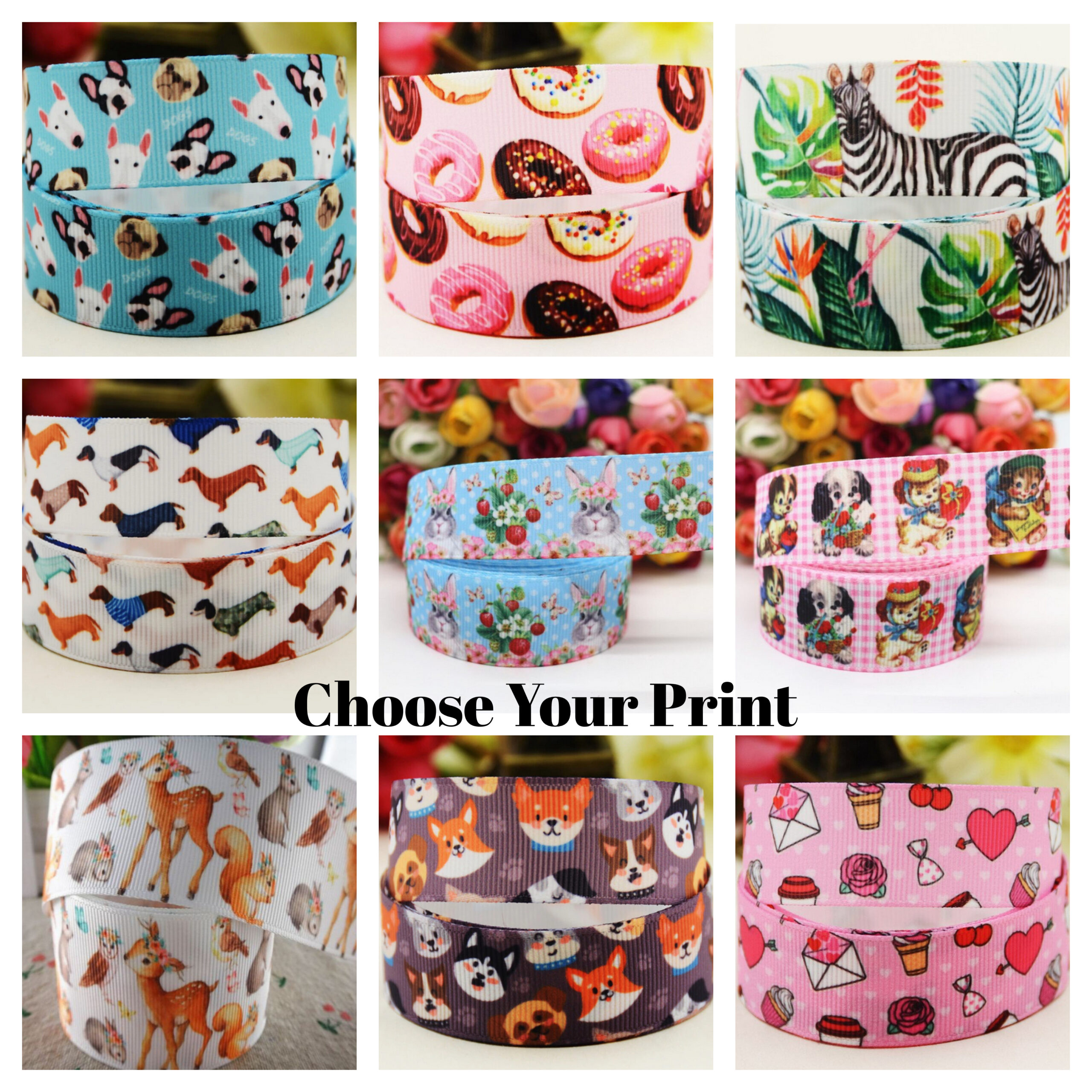 ribbon2collage 1" Novelty Gros Grain Ribbon - 1 yard- sold by the yard