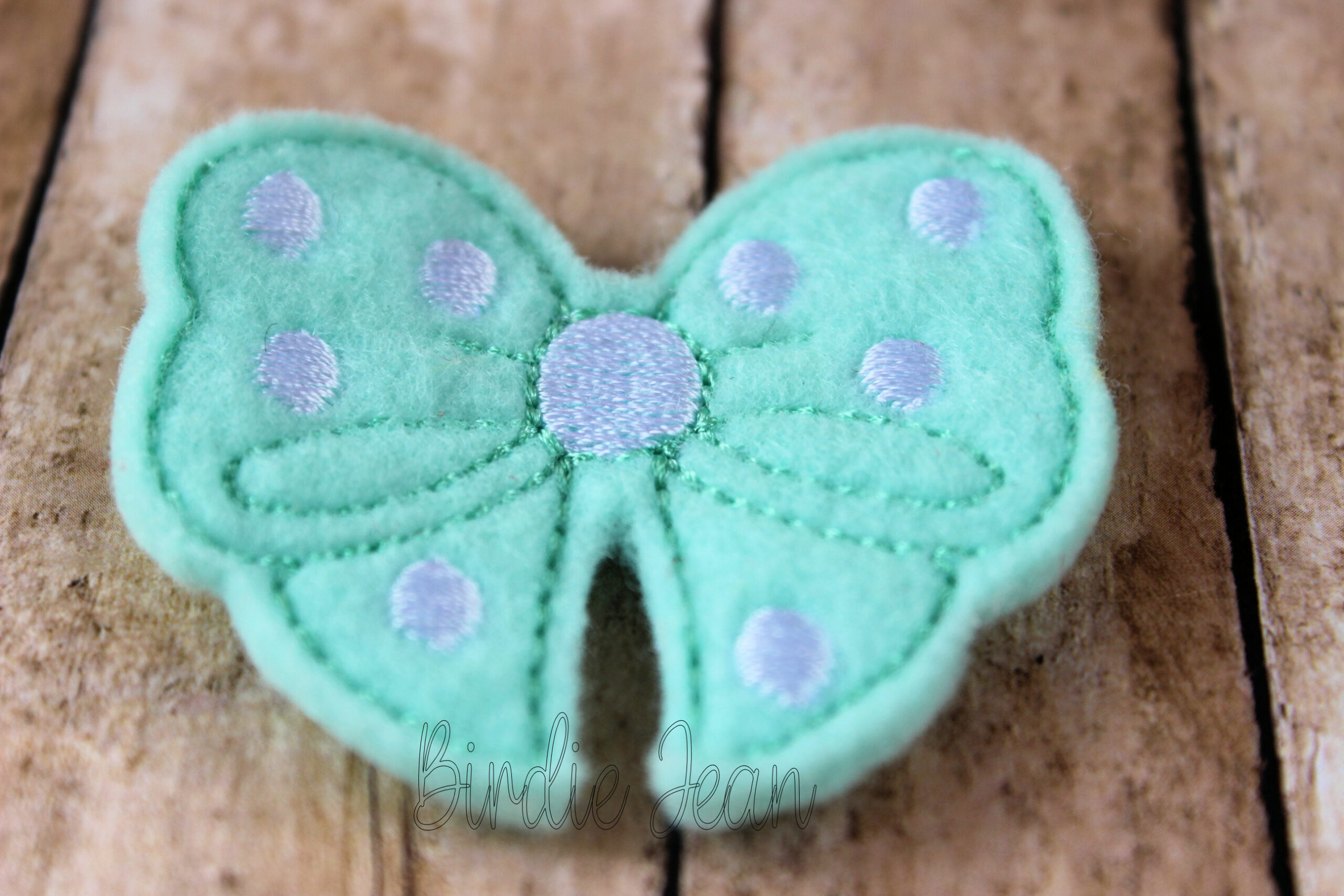 aquabowfeltie1a 2 Cut Felties - Aqua Blue Bows with Polka Dots
