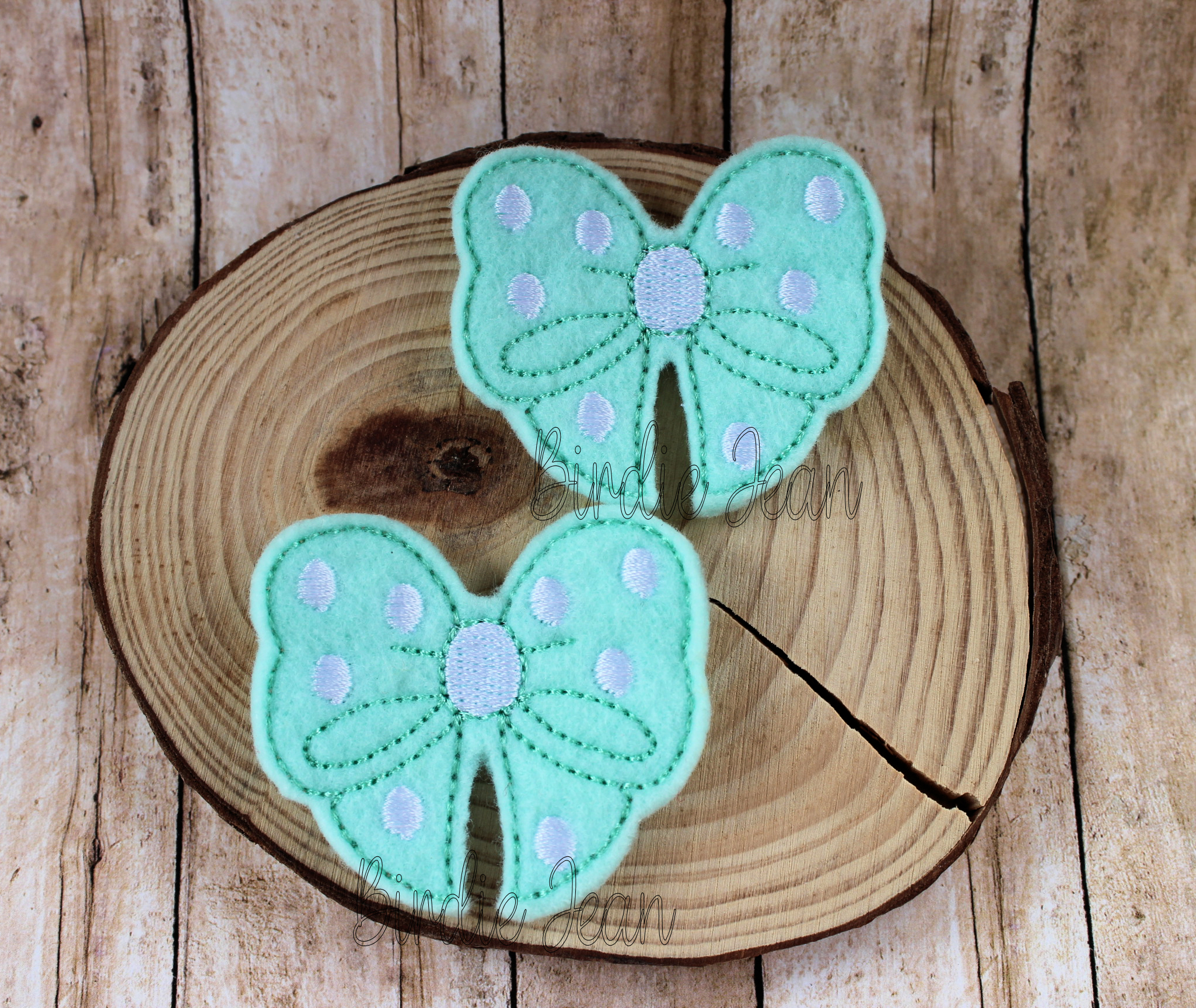 aquabowfeltie2 2 Cut Felties - Aqua Blue Bows with Polka Dots