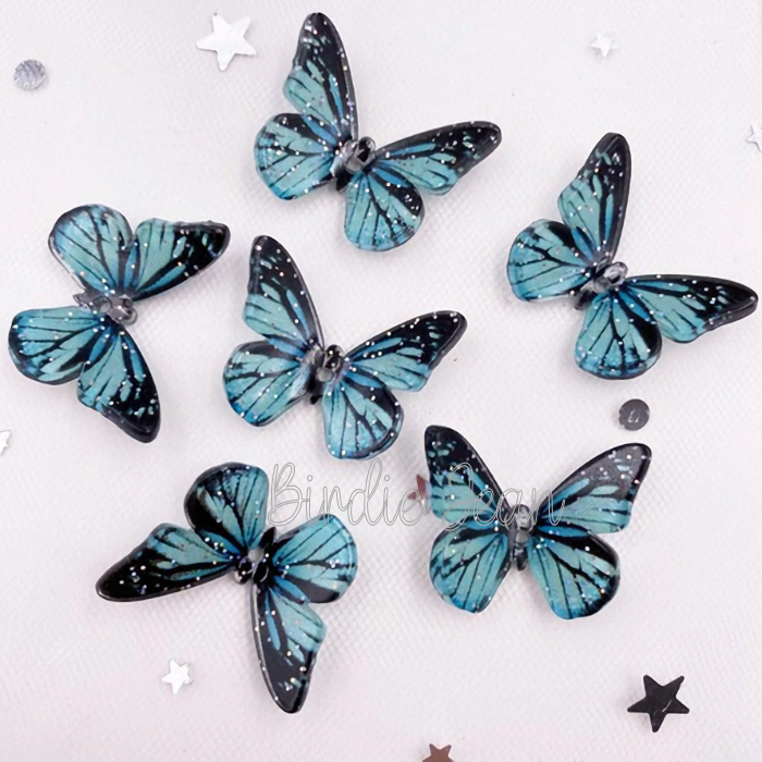 bluebutterflyresins1 4 Blue Resin Butterfly- Embellishments