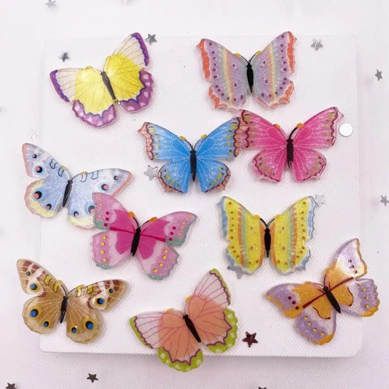 5 Mixed Color Acrylic Resin Butterfly-Flatbacks Embellishments