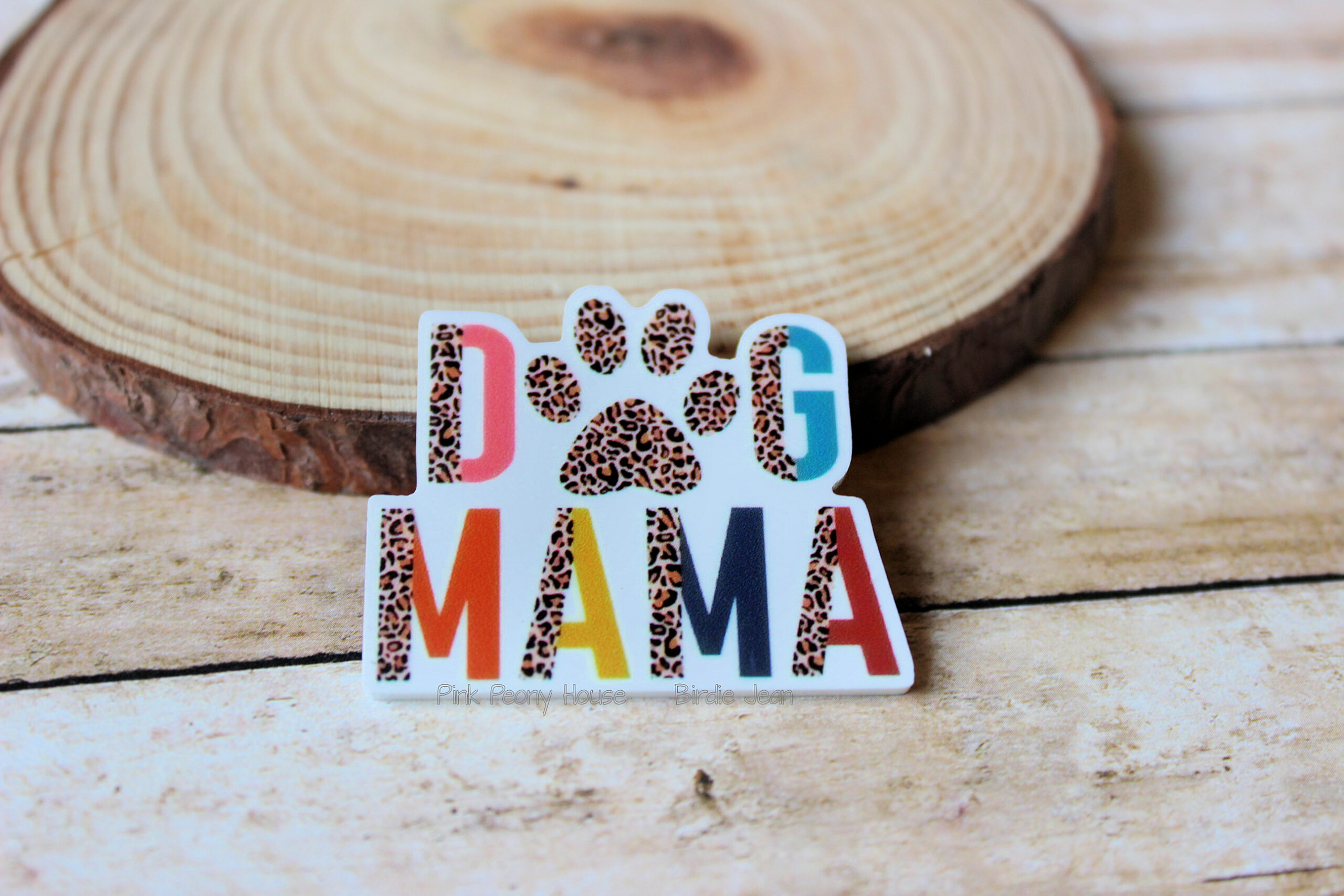 dogmama1ab 3 Dog Mama Colorful Leopard Planar Resin flatbacks (3 pcs) hair bow supplies, hair bow centers, croc charm supplies, keychains, scrapbooking, craft supplies - free shipping available