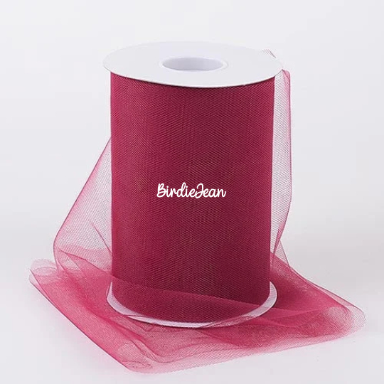 maroontulle1edit Burgundy Maroon Tulle - 6 inches x 100 yards - perfect for tutus, costumes, weddings, scrapbooking, fascinators, hat making, hair bow making and for gift wrap