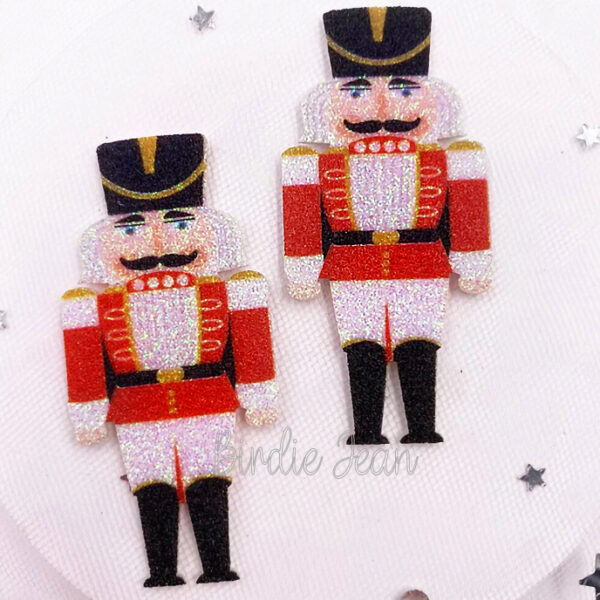 2 Glitter Nutcracker Felties Appliqué use to make hair bows, hair clips, badge reels, Christmas cards, holiday ornaments, Christmas crafts + more. All from a small, US based company, free shipping available