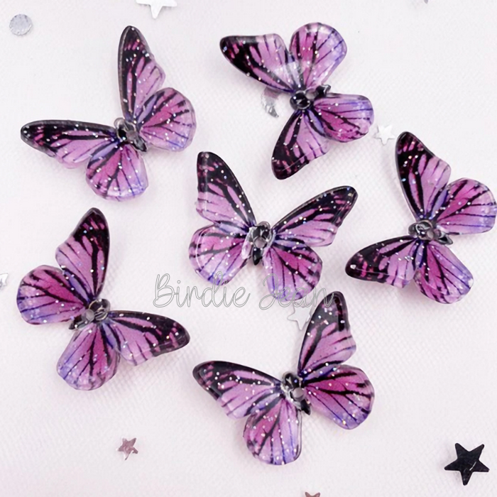 4 Purple Resin Butterfly- Embellishments