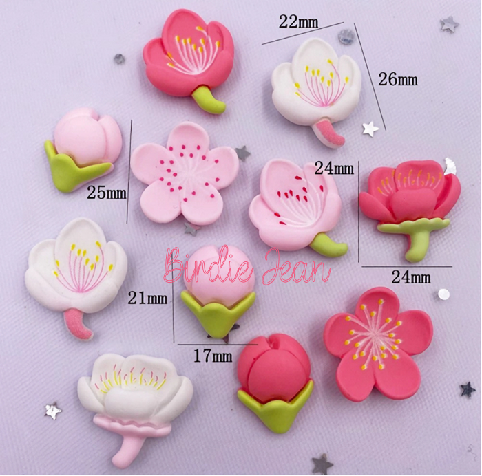 5 Resin Lily Flowers- Floral Embellishments Flatbacks