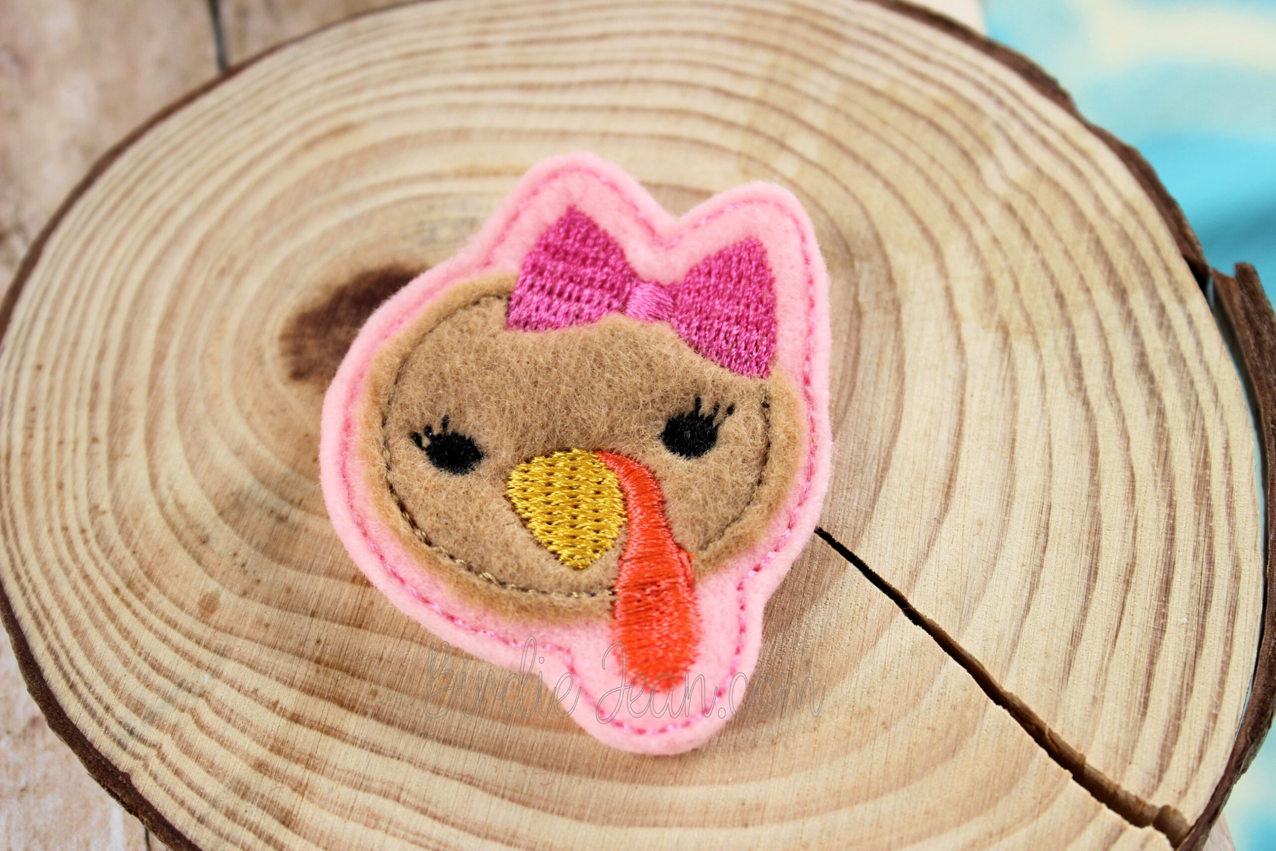 2 Girl Pink Turkey Felties -Thanksgiving supplies - hair bow supply, centers, craft supplies to make badge reels or hair clips - from a small , US based business