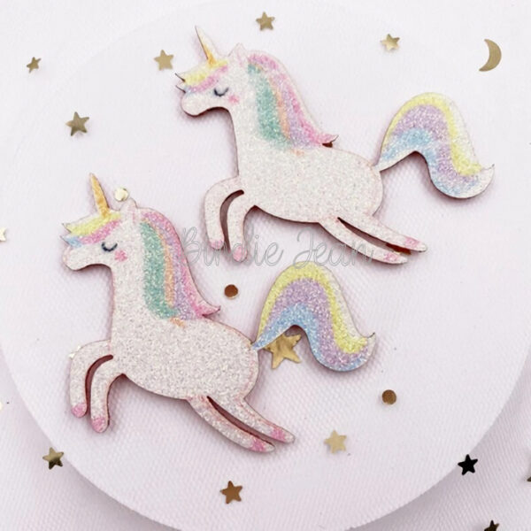 2 Glitter Unicorn Felties Appliqués